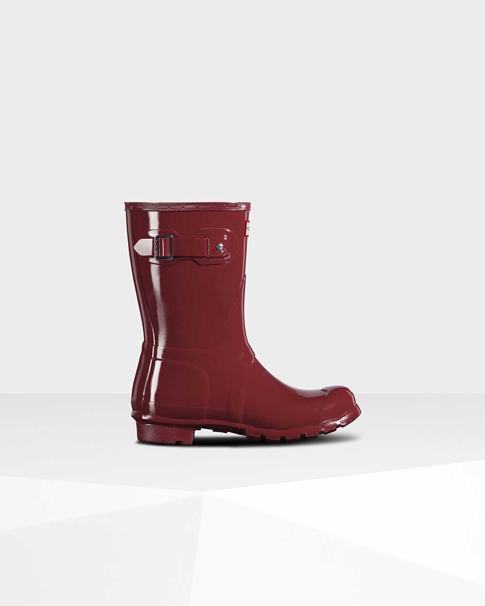 Hunter Original Short Gloss Mid-Calf Women's Rain Boots NZ-62243B Red